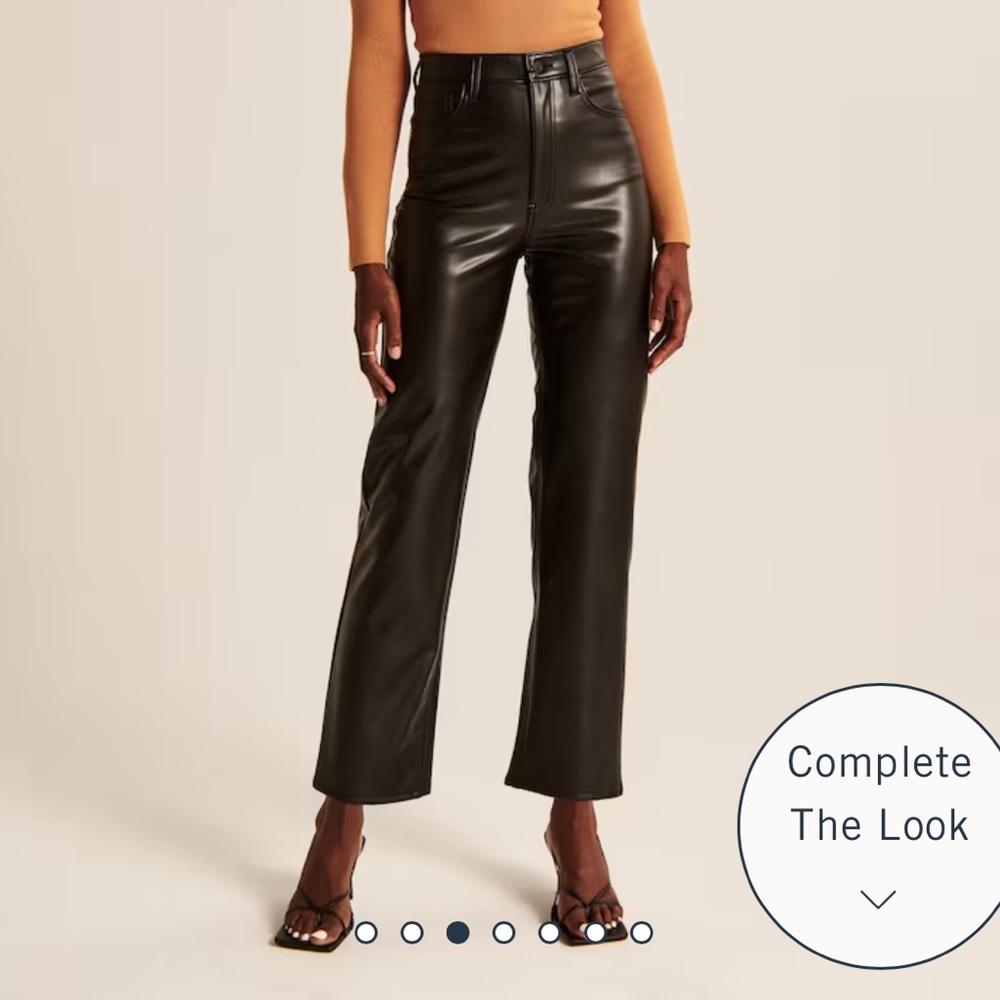 Abercrombie & Fitch High Rise Straight Leg Ankle Leather Pants